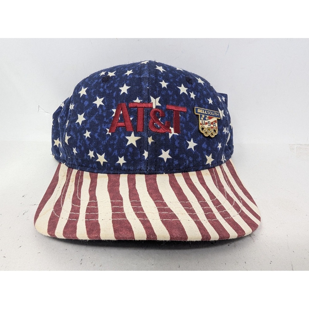 Vintage‎ AT&T Hat Cap Strap Back Mens One Size Stars Stripes BellSouth USA 90s